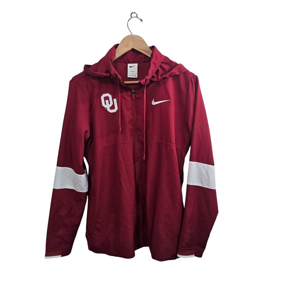 University of Oklahoma Nike Jacket Womens Med Red OU Sooners Hooded Windbreaker